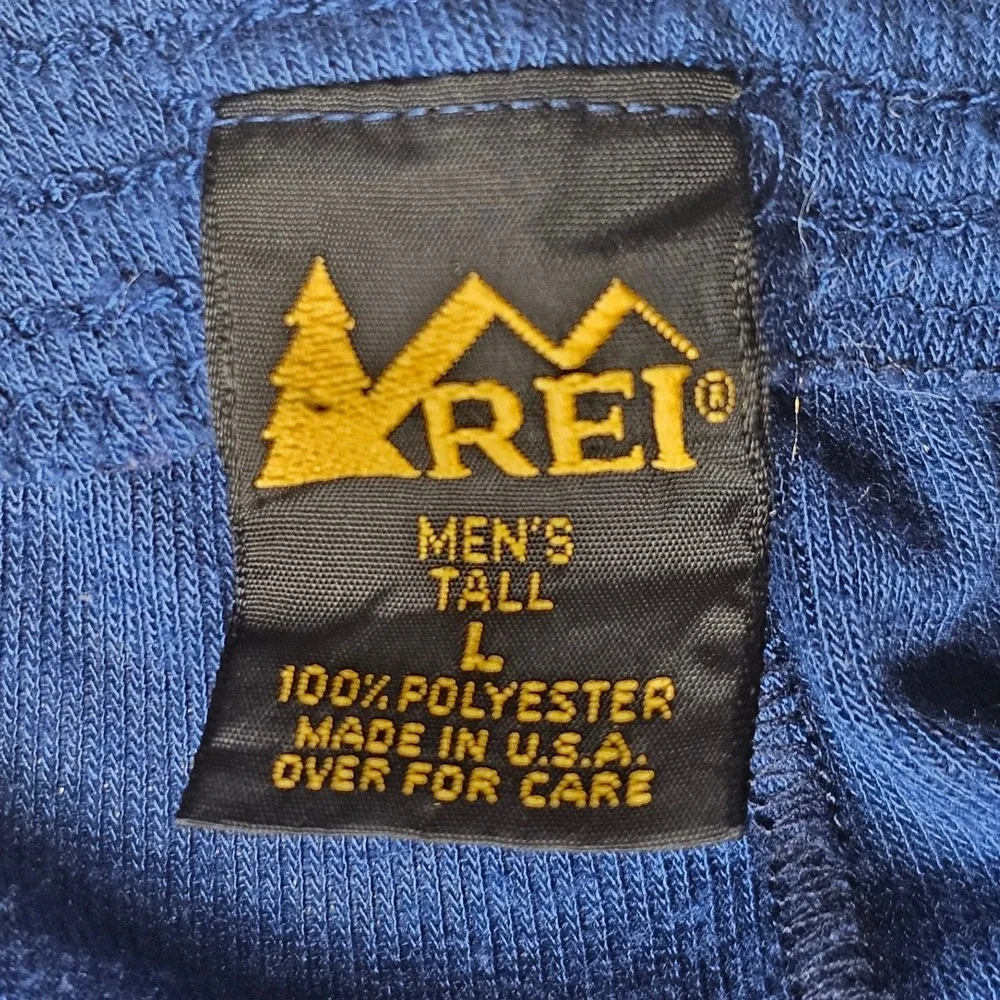 REI Mens Tall Large Blue Thermal Base Layer Pants Long Johns‎ Polyester USA Made